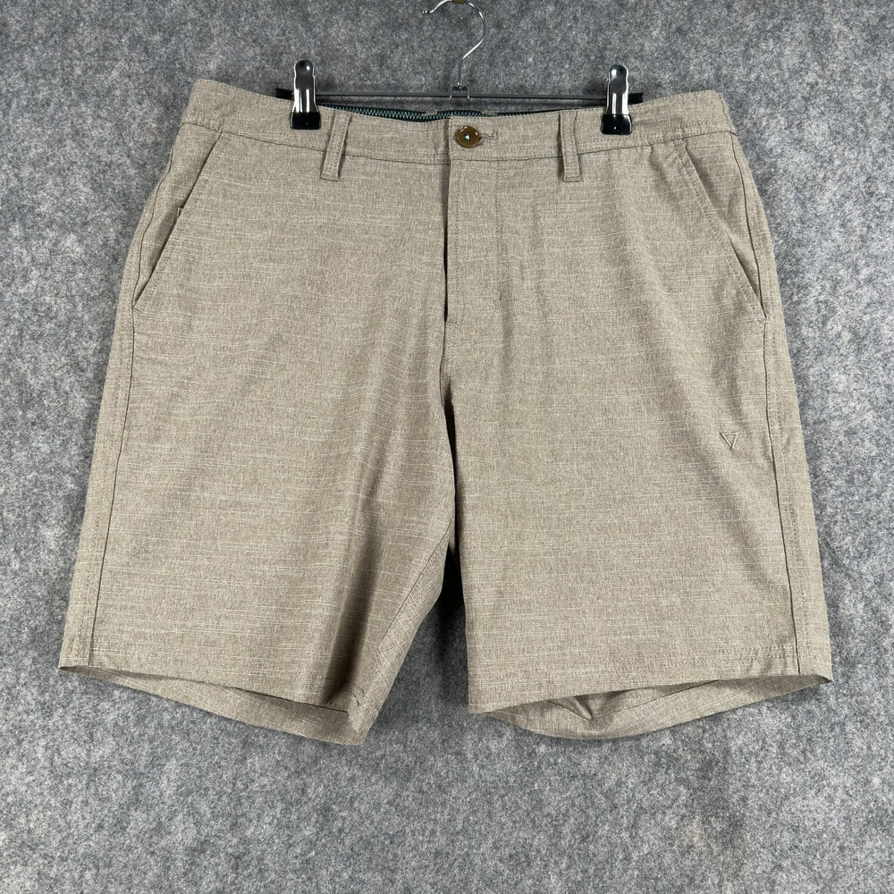 Vissla Shorts Mens 32 Beige Chino 9 In Inseam Stretch Microfiber Summer Casual
